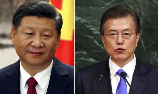 Xi Jinping and Moon Jae-in - combo