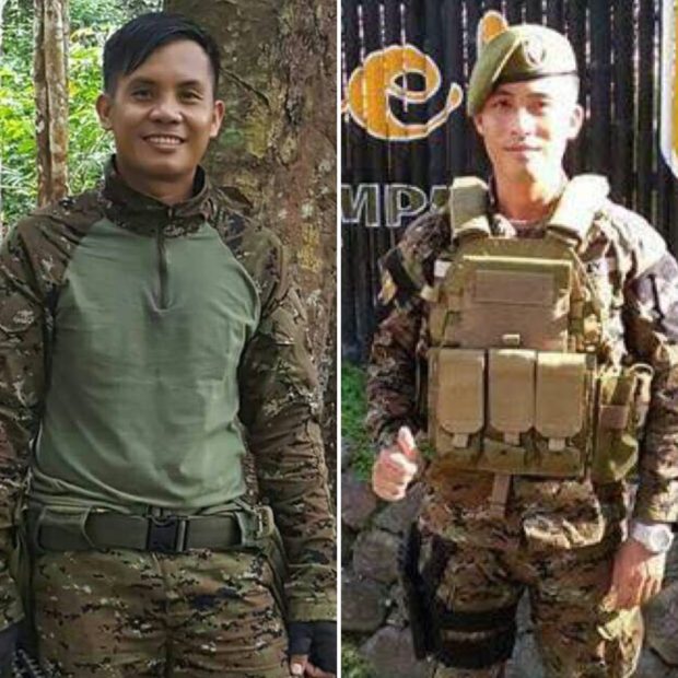 Scout Ranger Captain Rommel Sandoval and Special Forces Lieutenant Harold Mark Juan. /Sourced photos
