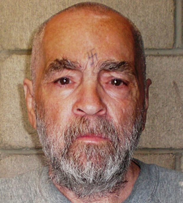 This handout image released by the California State Prison, Corcoran, taken on March 18, 2009, shows mass murderer Charles Manson. The now 74-year-old cult leader is serving a life sentence for conspiring to murder seven people, including actress Sharon Tate and coffee heiress Abigail Folger in 1969. AFP PHOTO/HO/Califrornia State Prison, Corcoran = RESTRICTED TO EDITORAIL USE = GETTY OUT = / AFP PHOTO / Califrornia State Prison / HO
