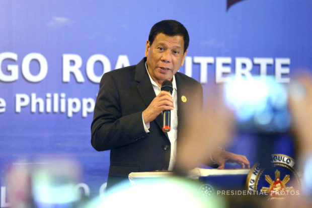 President Rodrigo Roa Duterte, in his speech during the meeting with Filipinos residing in Vietnam at the Pulchra Resort in Da Nang City on November 9, 2017, relays the key points of his keynote address during the Asia-Pacific Economic Cooperation (APEC) CEO Summit. The President cited that while globalization has its benefits, it has somehow stunted the growth of some developing countries. He went on to suggest that highly-developed countries should give more opportunities to MSMEs especially from developing countries. KARL NORMAN ALONZO/PRESIDENTIAL PHOTO