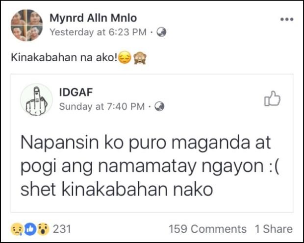 FB post of Maynard Allan Manalo