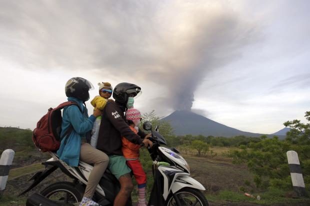 Family on motorbike near Mount Agung - 27 Nov 2017