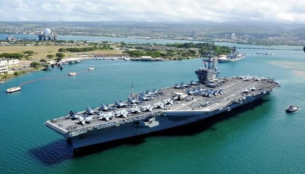 The USS Ronald Reagan aircraft carrier would remain in the Taiwan region, said the White House