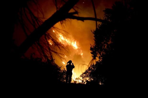 Firefighters takes cellphone photo of fire - Calilfornia - 16 Dec 2017
