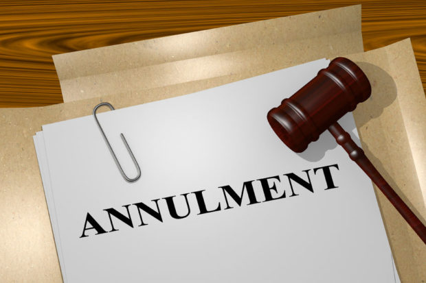 Stock photo of clipped papers, top one bearing word ANNULMENT. STORY: 61575041 - 3d illustration of "annulment" title on legal document