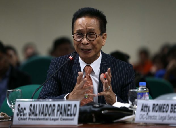 JANUARY 17, 2018 Charter Change hearing at the Senate: Presidential Legal Counsel chief Atty. Salvador Panelo INQUIRER PHOTO/LYN RILLON