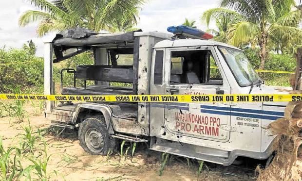 Bombed patrol car in Maguindanao