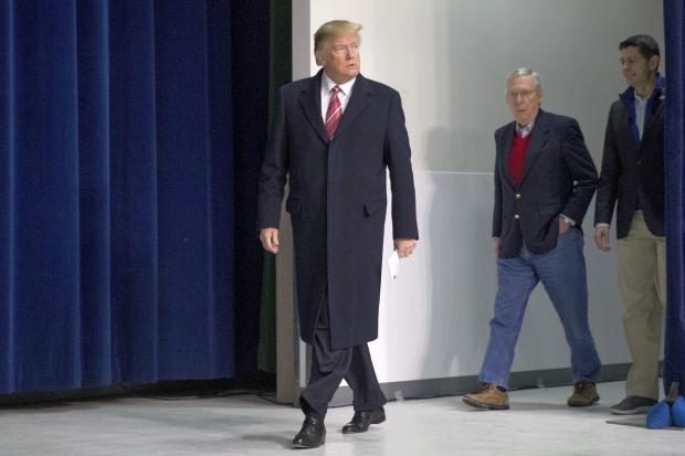 Donald Trump with Mitch McConnell and Paul Ryan - 6 Jan 2018