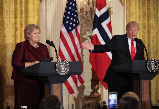 Erna Solberg and Donald Trump - White House - 10 Jan 2018
