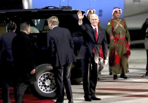 Mike Pence arrives in Amman - 20 Jan 2018