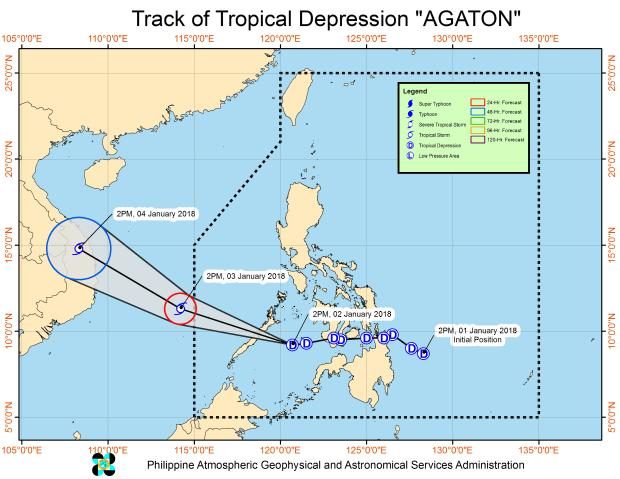 Track of Agaton as of 5 p.m. - 2 Jan 2018