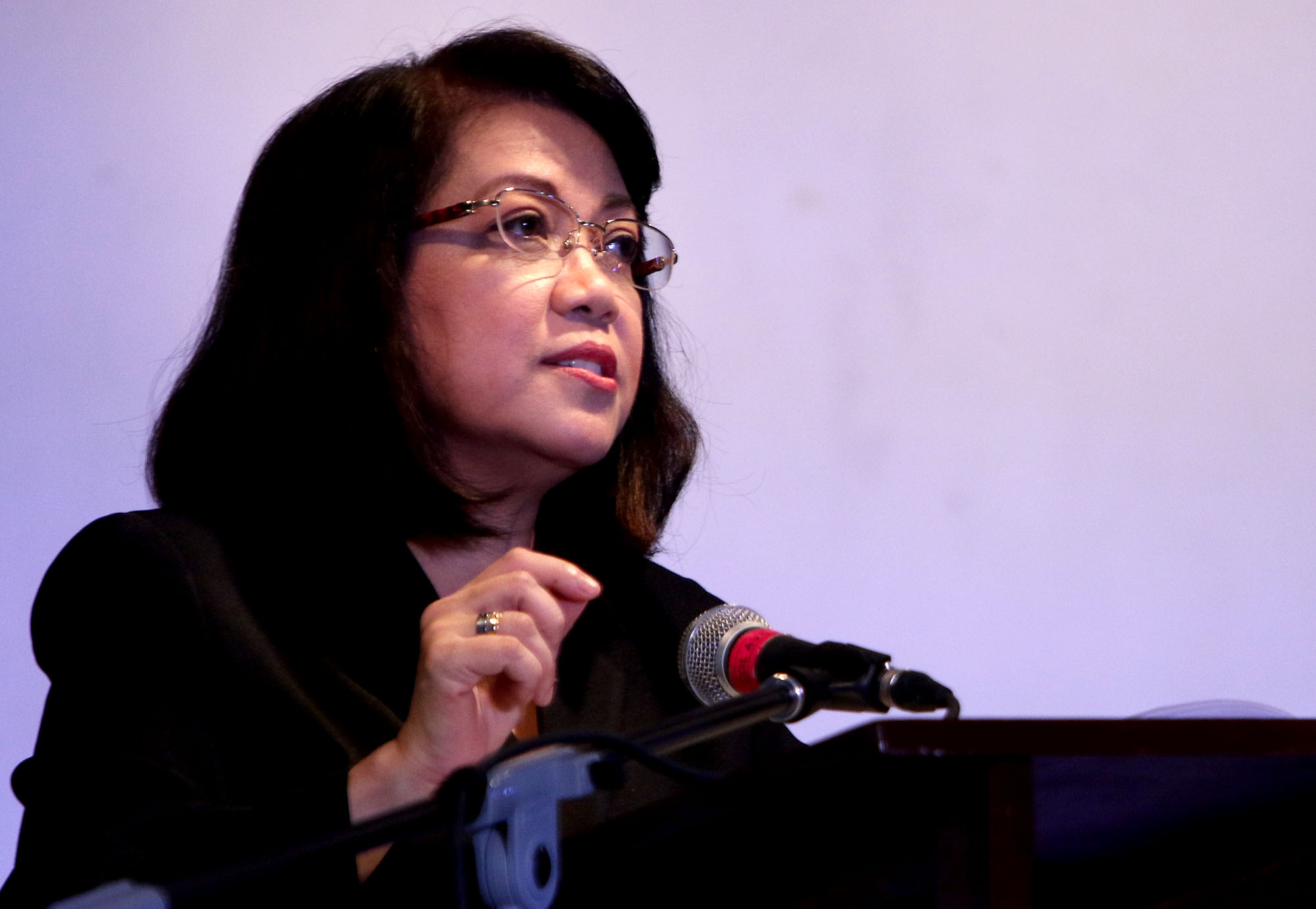 CHIEF JUSTICE SERENO IN ST. SCHOLASTICA FORUM / MARCH 07, 2018 Chief Justice Maria Lourdes Sereno speaks during 'Laban ng Kababaihan, Laban ng Bayan', a fourm in defense of women, ethical governance and sovereignty at St. Scholastica College in Manila in celebration of International Women's day. INQUIRER PHOTO / RICHARD A. REYES
