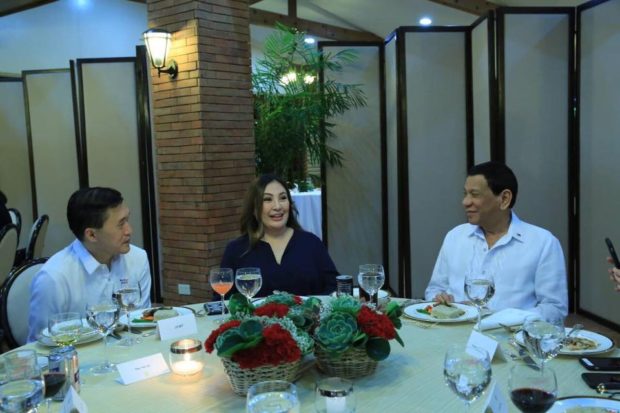 Sharon Cuneta with Rodrigo Duterte and Bong Go