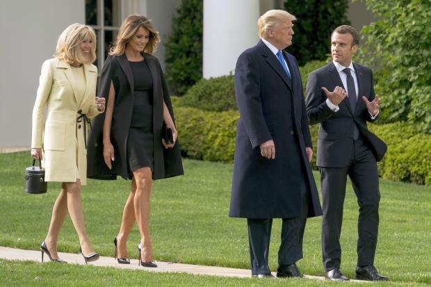 Donald Trump and Emmanuel Macron with wives
