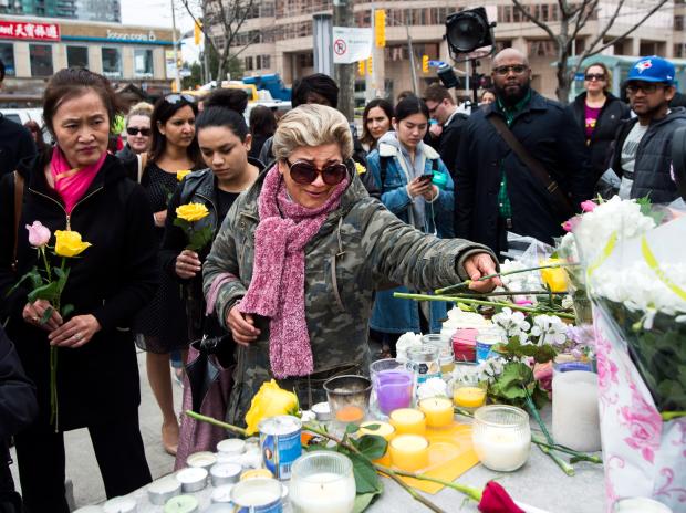 Flowers for victims of Toronto van attack
