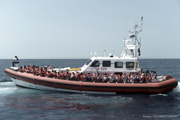 Migrants on ship