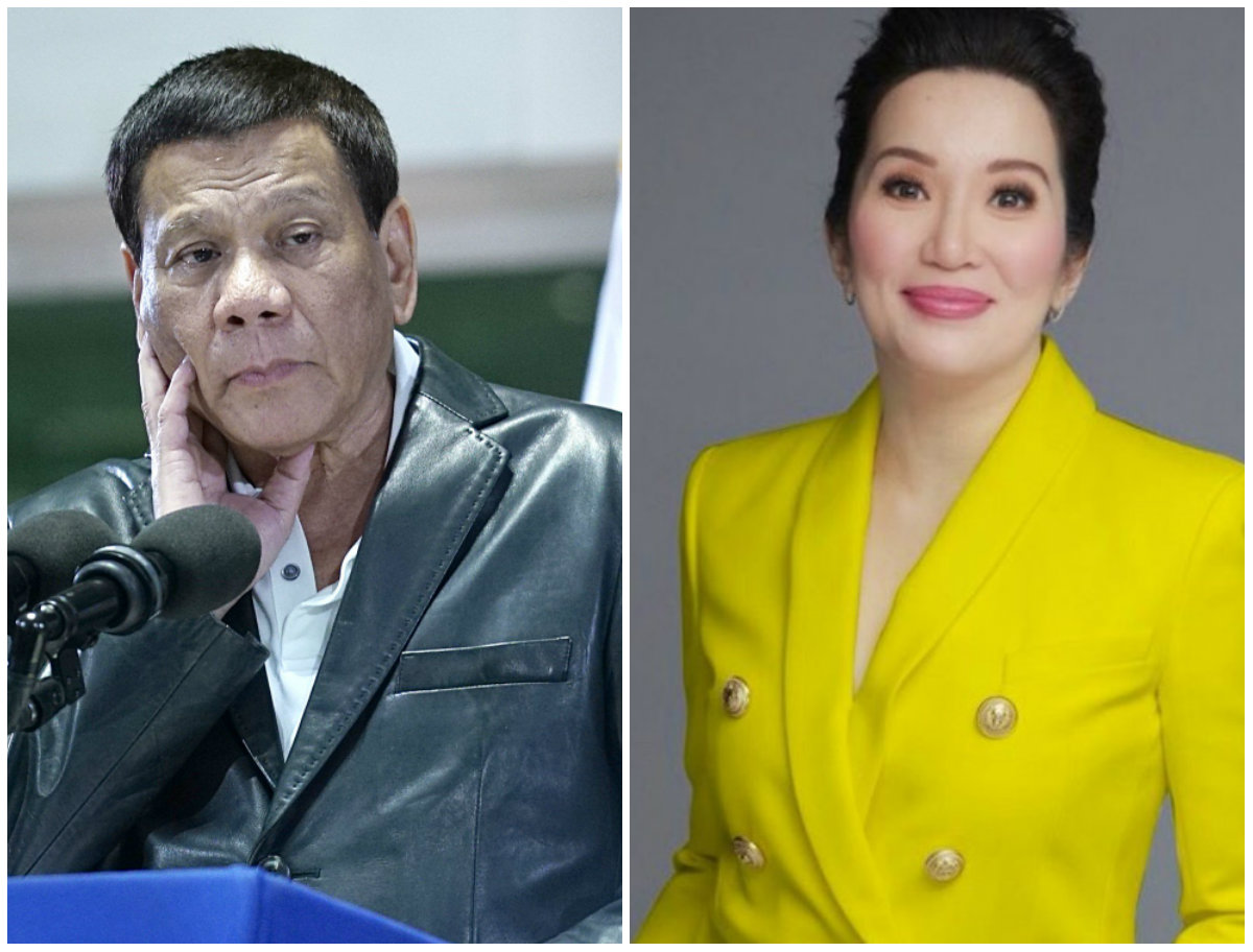 President Rodrigo Roa Duterte and actress Kris Aquino. KING RODRIGUEZ/PRESIDENTIAL PHOTO/INSTAGRAM