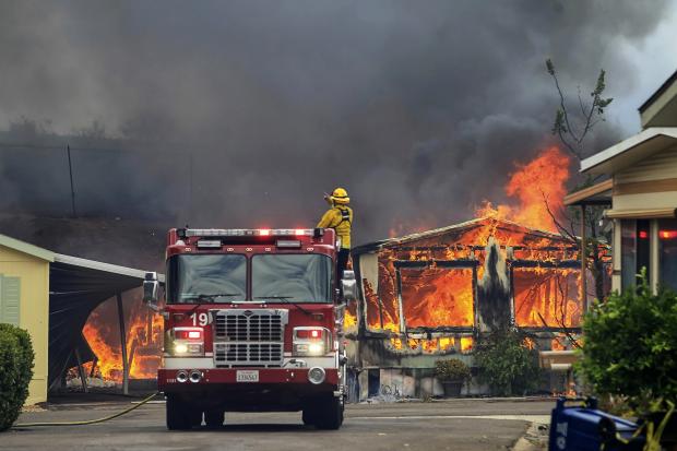 Burning homes in California