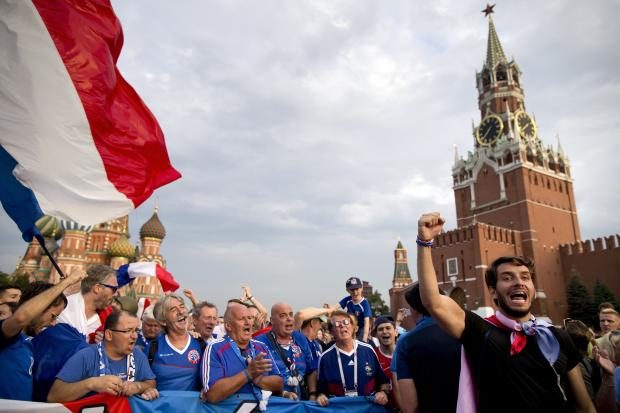 Fans of France at Red Square in Moscow