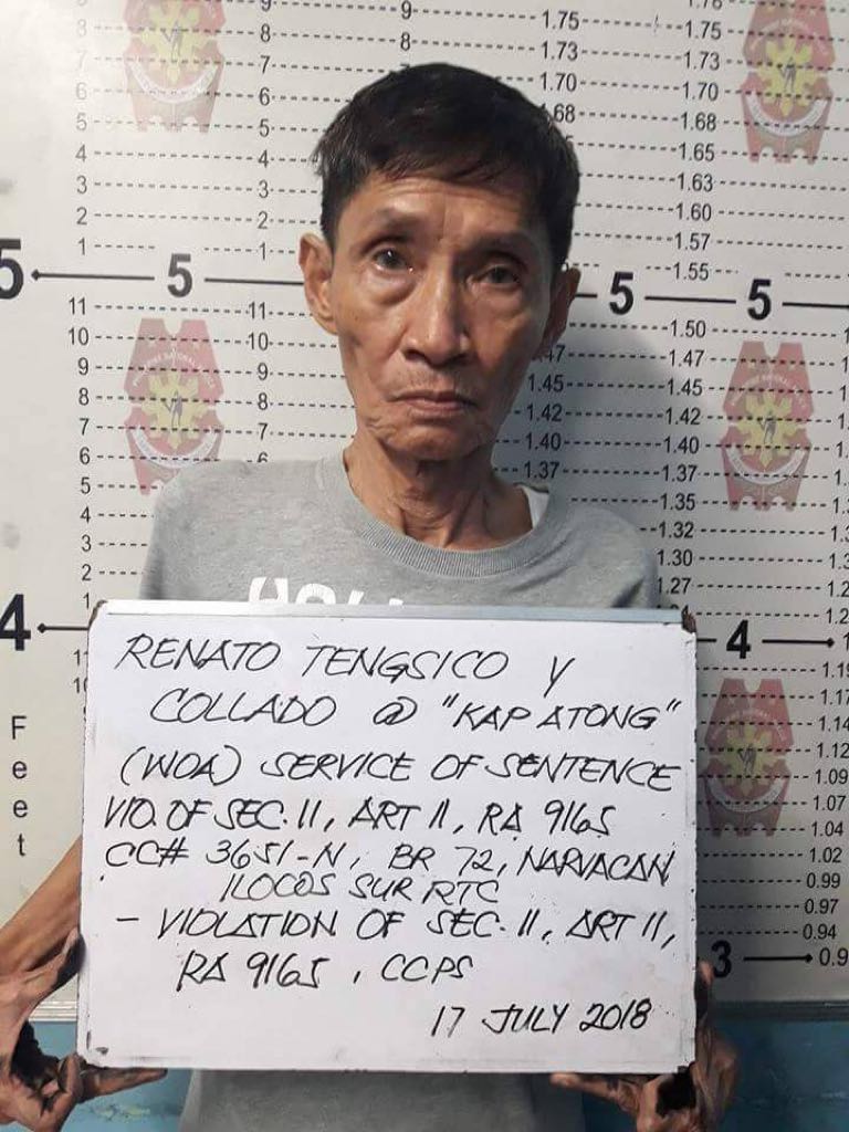 Renato “Atong” Tengsico, 72 years old, a resident and a former barangay chairman of Poblacion Norte, Santiago, Ilocos Sur was arrested in Caloocan on Tuesday. PHOTO FROM NORTHERN POLICE DISTRICT