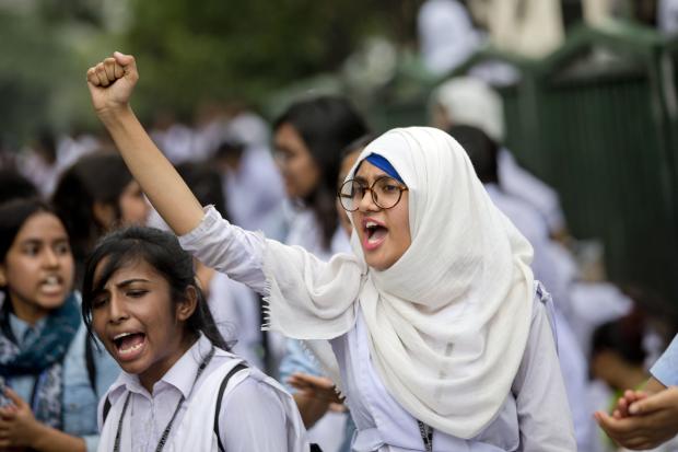 Bangladeshi students protesting