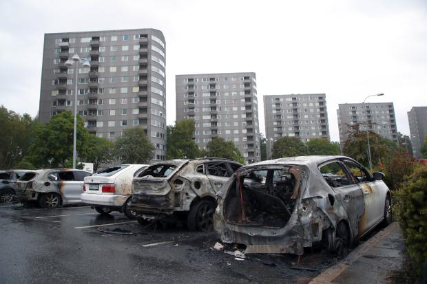 Burned cars in Sweden