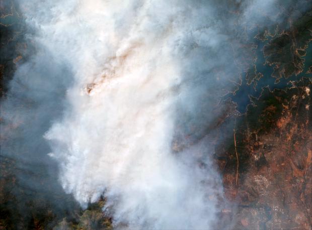 California wildfire aerial view