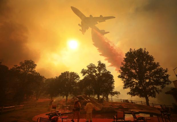 Firefighting plane in California wildfire