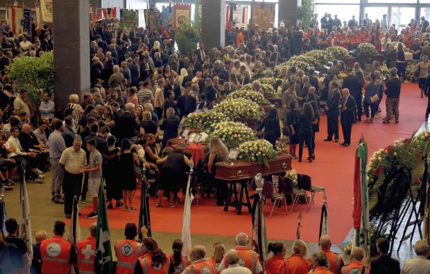 Funeral service for bridge collapse victims in Italy