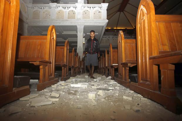 Indonesia quake - church debris