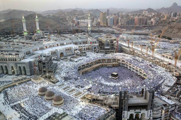 Muslims in prayer at Mecca