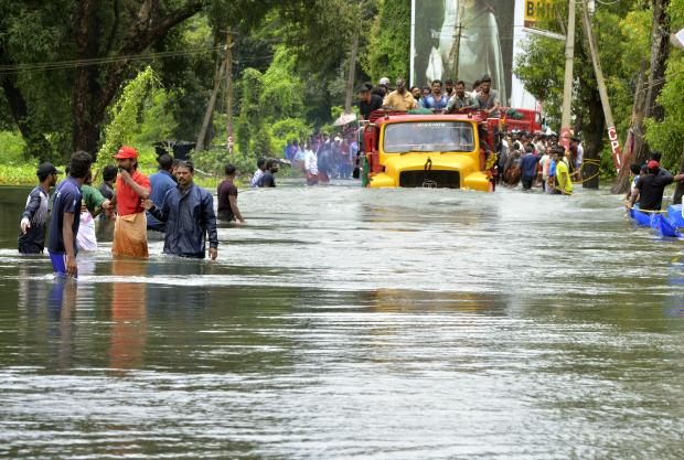 Truck in India in flood