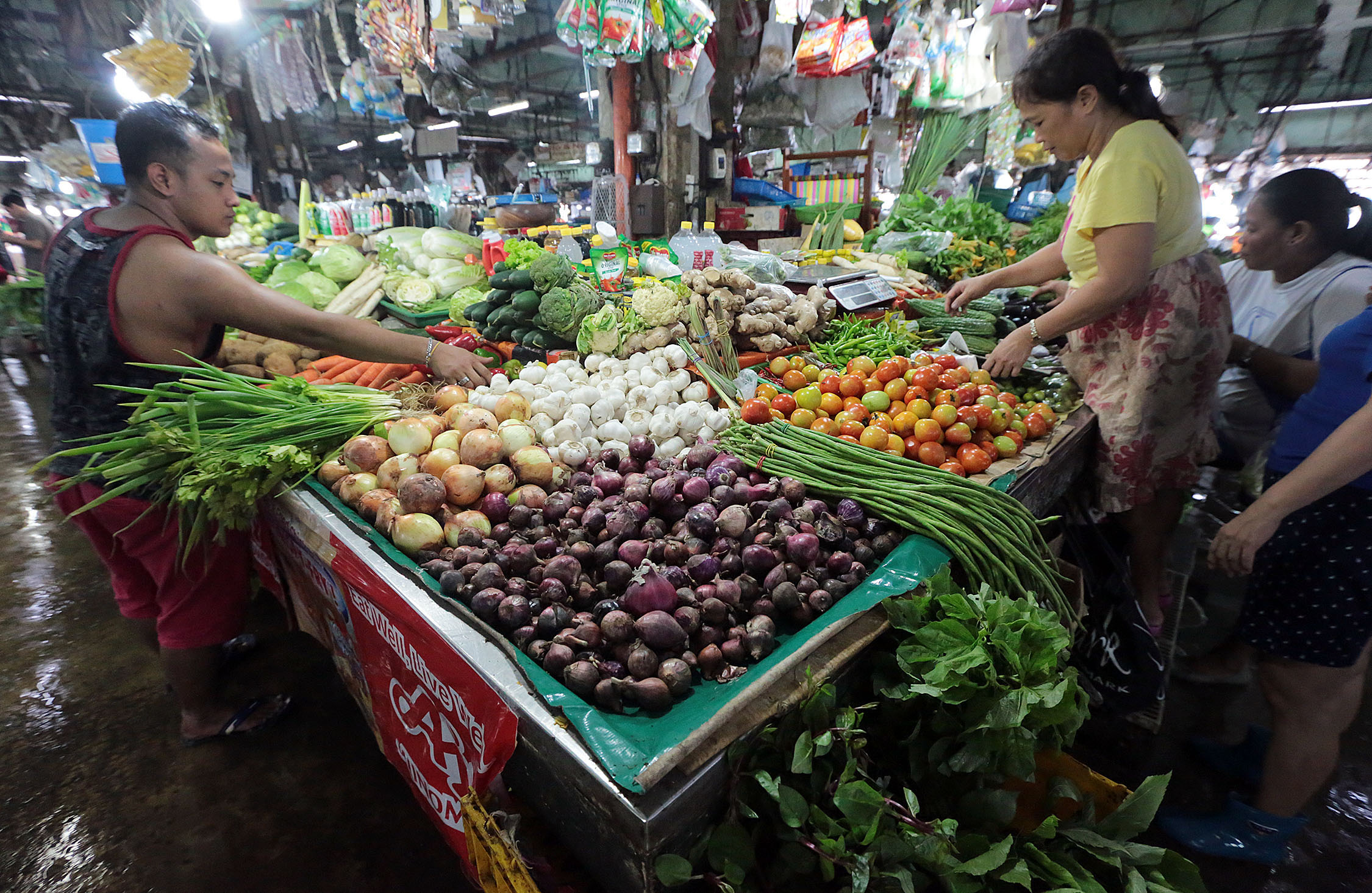 Vegetables and other goods in a market