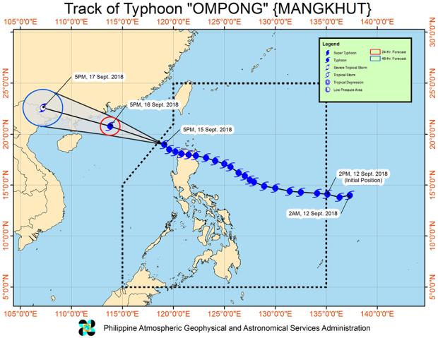 Track of Typhoon Ompong - 15 Sept 2018