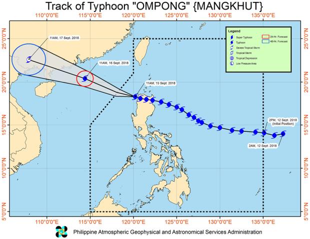 Track of Typhoon Ompong - 15 Sept 2018