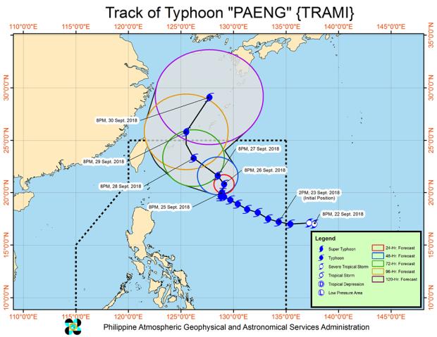 Track of Typhoon Paeng