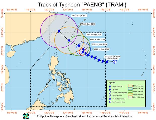 Typhoon Paeng track