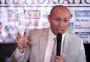 Magdalo Rep. Gary Alejano explains why the government will not likely review the amnesty granted to former Army Brig. Gen. Danny Lim and former Marine Capt. Nicanor Faeldon since both are now appointees of President Rodrigo Duterte during the Kapihan sa Manila Bay Forum on Wednesday, September 5, 2018. Ryan Leagogo/INQUIRER.net
