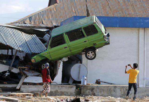 Car near roof in Indonesia