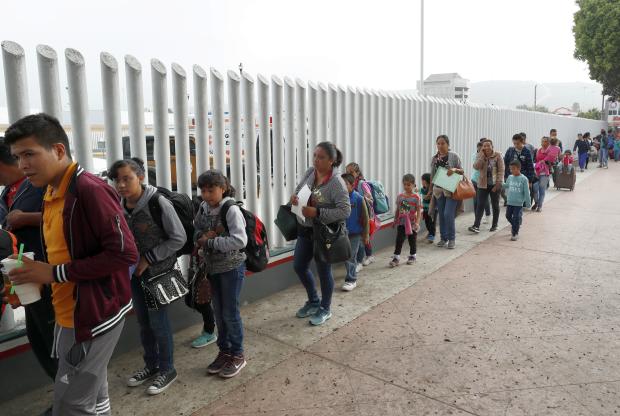 Immigrants waiting to cross US border