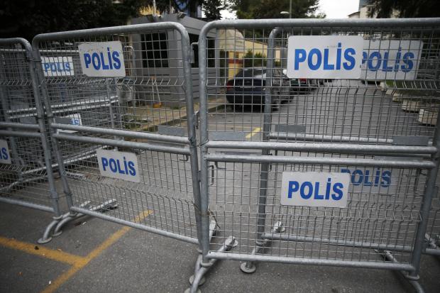 Police barriers on road leading to Saudi consulate in Turkey