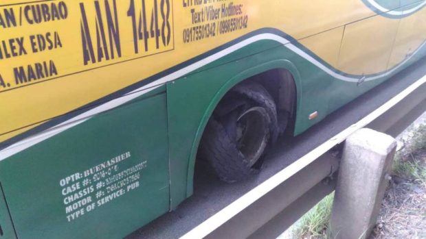 Bus tire explode_ Buenasher Transport Corporation