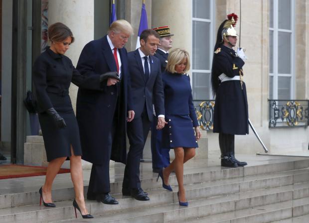 Donald Trump and Emmanuel Macron with their wives