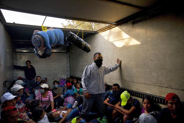Central American migrants in tcuk bound for Tijuana