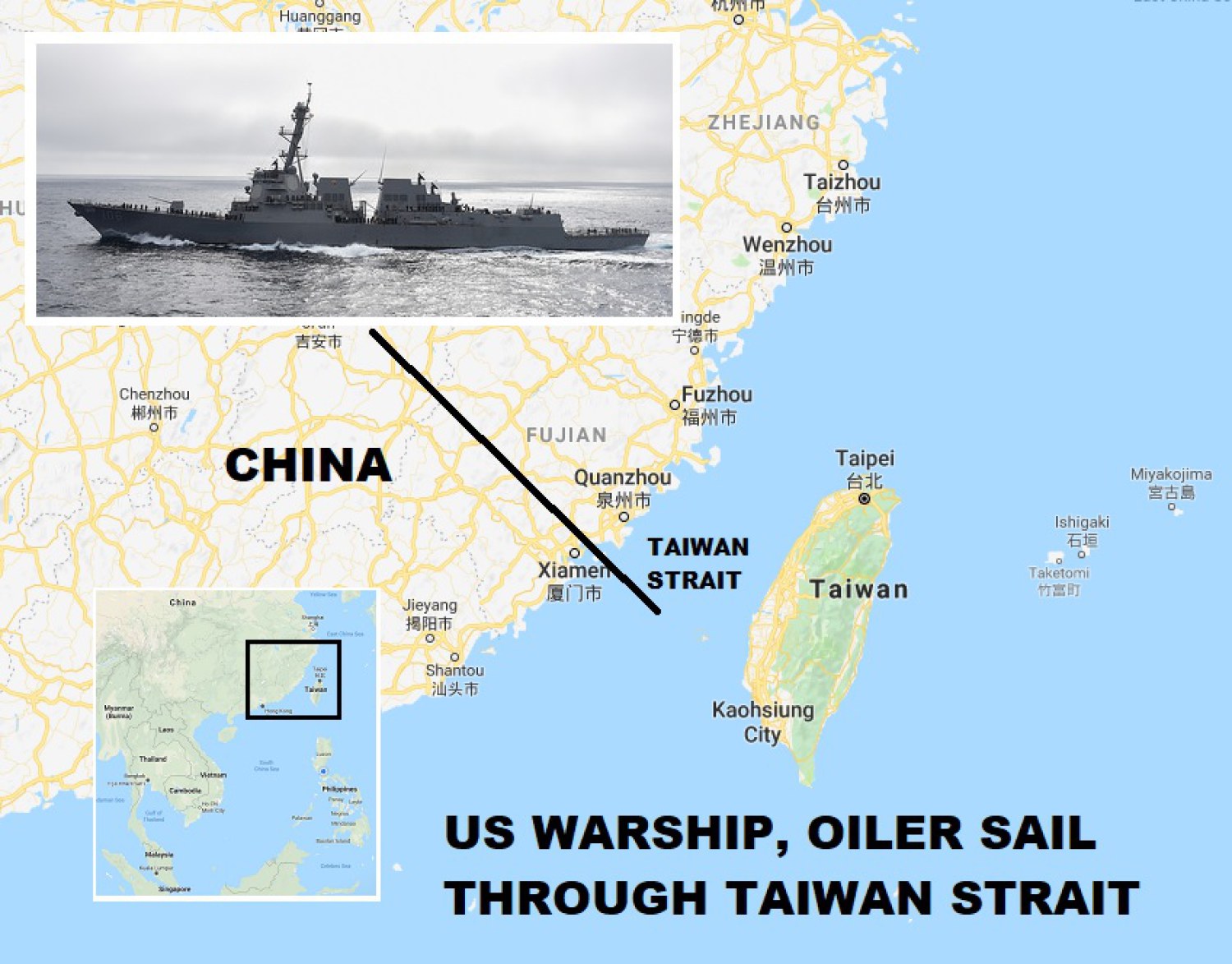 US Navy ships sail through Taiwan Strait  Inquirer News