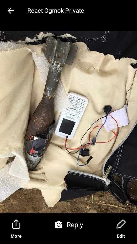 Police recovered from the backpack of the slain Muslim convert militant Joseph Anulga a.k.a Dawud a bomb connected to a cellular phone that can be used as a detonator.  COURTESY OF EOD ORMOC