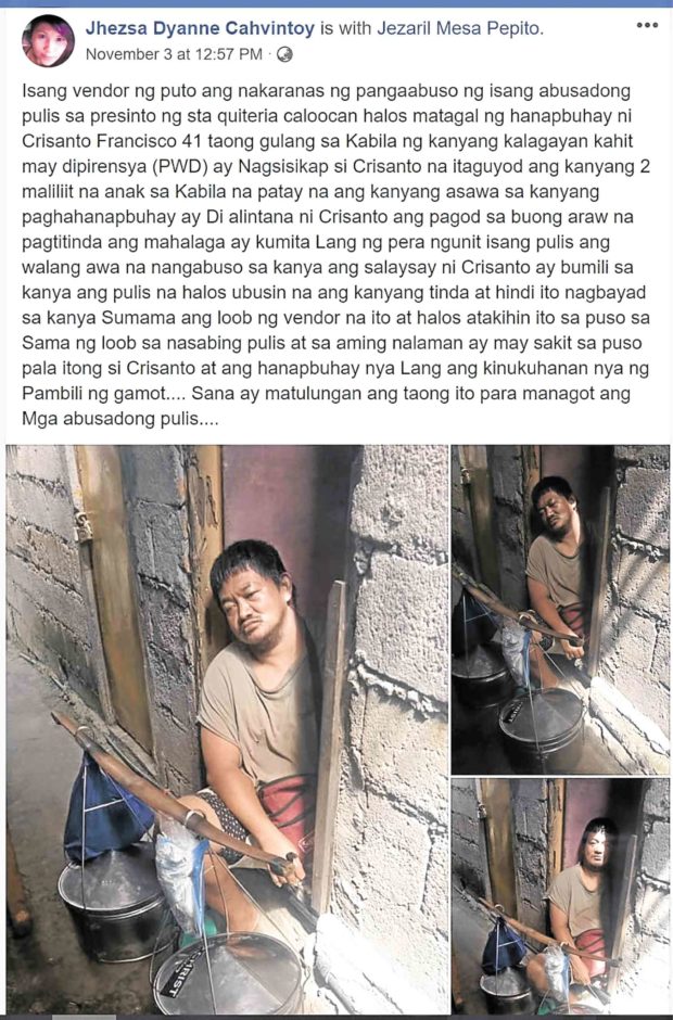 THINK BEFORE YOU CLICK A post on his wife’s Facebook account had Rommel Dalozo issuing a public apology soon after.  —JAM STA ROSA