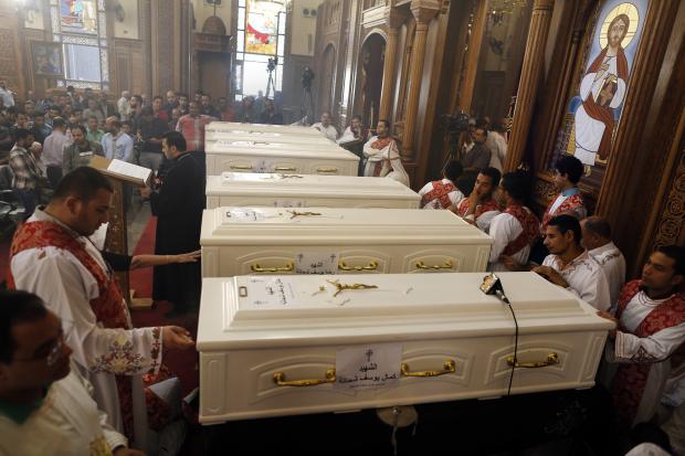 Coffins of slain Coptic Christians