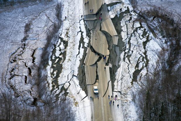 Damaged part of Vine Road in Alaska