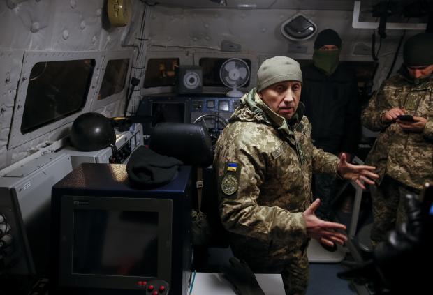 Ukrainian servicemen in navy ship
